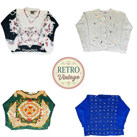 Vintage Embroidered Knit Sweater | Cottagecore Grandpa Knit |E|