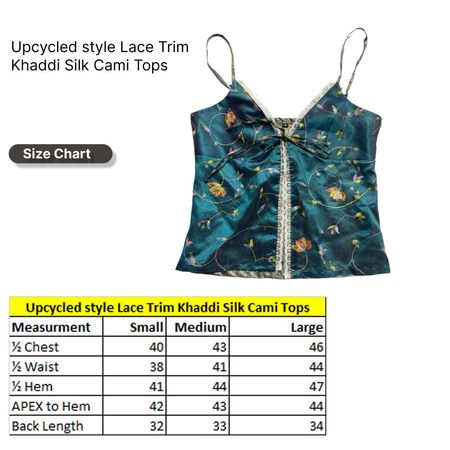 SS26 Upcycled style Lace Trim Khaddi Silk Cami Tops