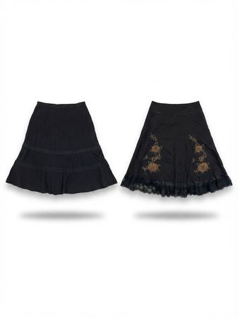(fV-1751) Y2K Black Aesthetic Fairy Cotton Skirts