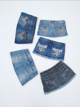 Gotta Have It! Vintage Y2K Embroidered Denim Mini Skirts(VM-50)