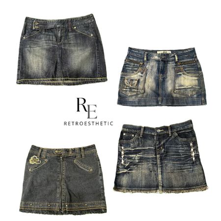 Y2K Paris Hilton Era Girl Denim Mini Skirts RE-3460