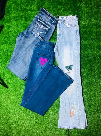 Y2k embroidery flare jeans