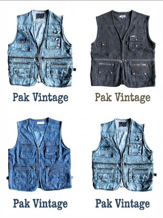 Denim cargo vest 14 pieces
