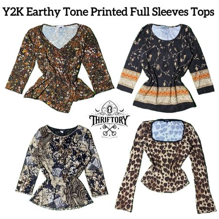 Y2K Earthy Tone Printed Full Sleeves Tops TY-078