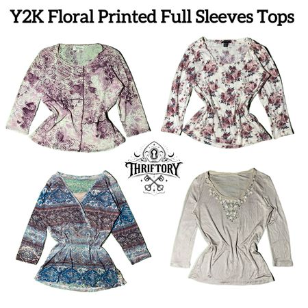 Y2K Floral Printed Full Sleeves Tops TY-079