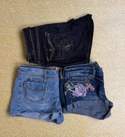 TH# 242 Y2K Embroidered Denim Shorts | Vintage Low Rise Cute Summer Shorts | 2000s Aesthetic