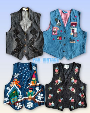 Denim Embroidery waistcoat 18 pieces