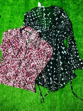 Y2k full seleves printed blouse