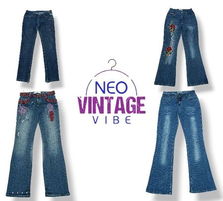 Jeans a zampa d'elefante e a gamba bootcut con ricamo Y2k