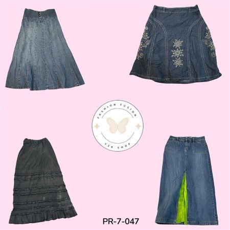 Vintage Y2K Denim Long Skirt – Classic Maxi Style (PR-7-047)