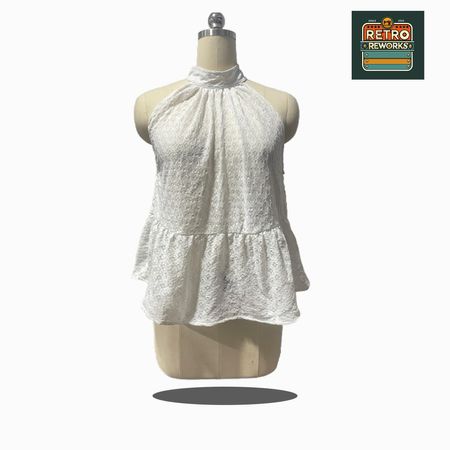 SS26 Upcycled Lace Halter Neck Peplum Tops