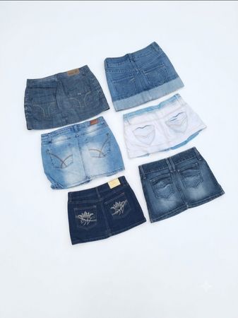Vintage Studded & Distressed Denim Mini Skirts Mix
(VM-72)