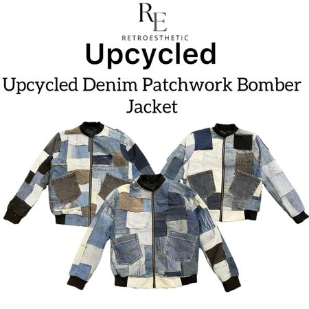 Veste bomber en patchwork de denim upcyclé