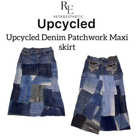 Jupes maxi en patchwork de denim upcyclé