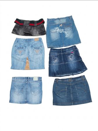 Vintage Pleated & Tiered Denim Miniskirts McBling Mix
(VM-77)