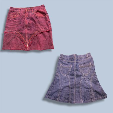 Denim midi and mini skirts