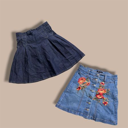 Denim mini and midi skirts