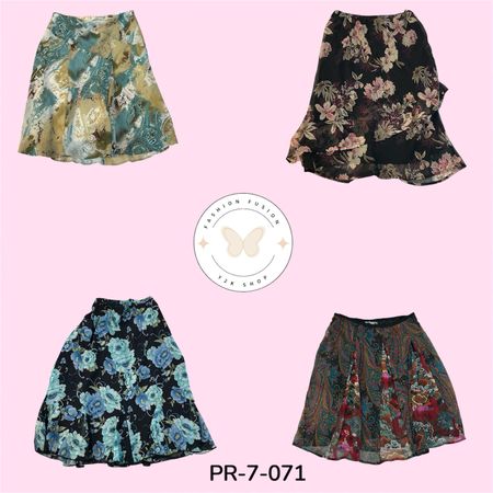 Floral Print Poly Skirt – Elegant Casual Style Patterned Poly Skirt – Chic (PR-7-071)