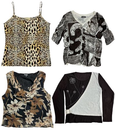 Y2K Graphic Earth Tone Tops: TT-289