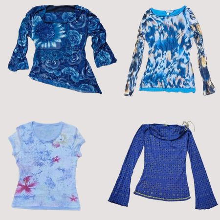 Y2K Ocean Aesthetic Mesh Tops