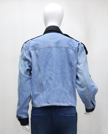 CR1881 UPCYCLED CONTRAST PANEL DENIM JACKET