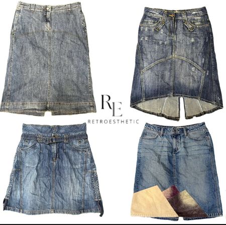 Y2K Paris Hiton Era Girl Denim Midi Skirt RE-3474