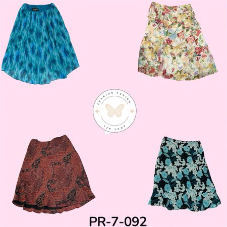Floral Print Poly Skirt – Elegant Casual Style(PR-7-092)