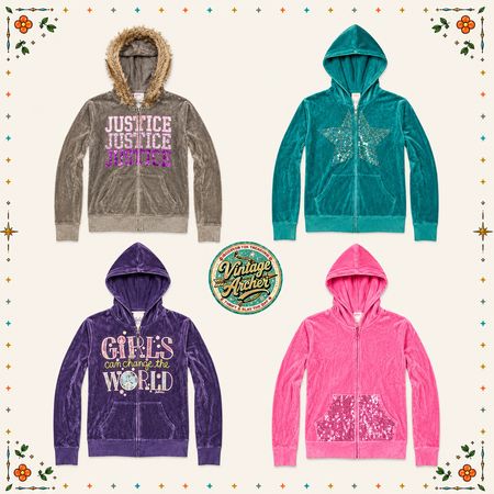 Y2K Velvet Glimmer Hoodies & Crewneck for Kids: 8pcs (H3)