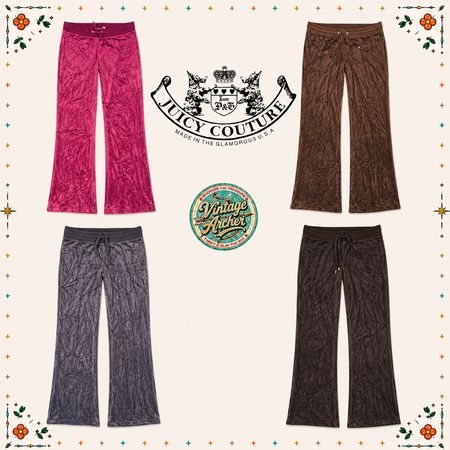 Y2K Juicy Couture Velour Track Pants Bell Bottoms: 9pcs (J1)