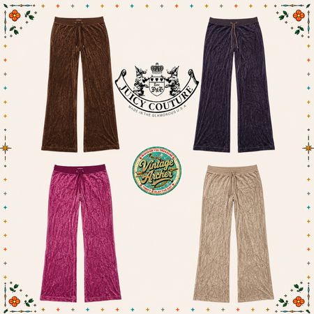 Y2K Juicy Couture Velour Bellow Bottoms Sweat Pants: 8pcs (J2)