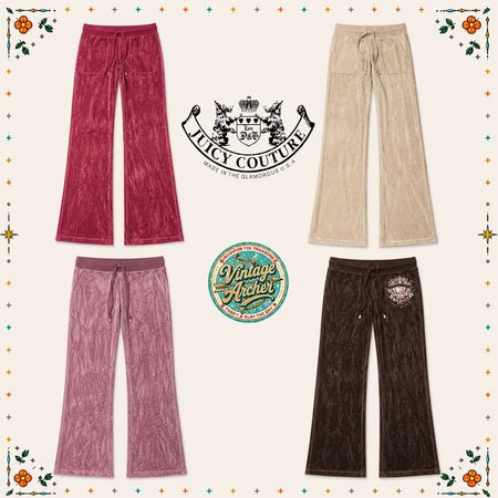 Y2K Juicy Couture Velour Bell Bottom Sweat Pants: 8pcs J3