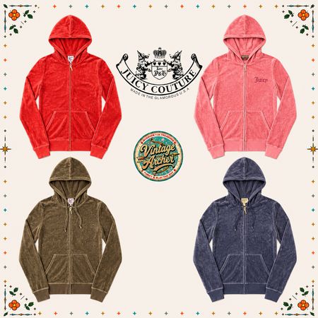 Y2K Juicy Couture Classic Velour Zip-Ups :8pcs JT1