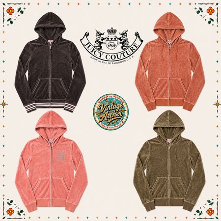 Y2K Juicy Couture Plush Velour Hoodies :8 pcs JT2