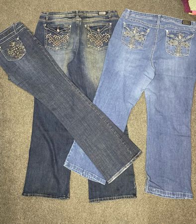 Y2k bestickte ausgestellte Jeans 23 Stück