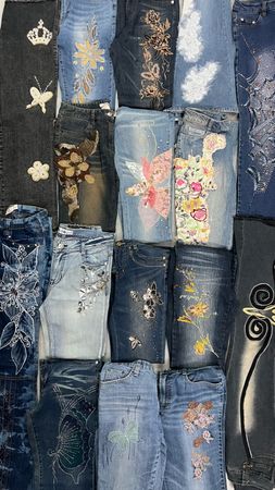 Women y2k embroidered and embellished jeans bundle