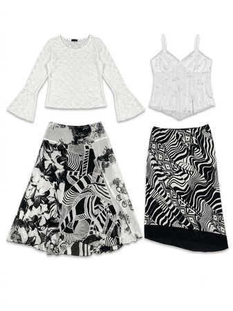 (FV-1989)   Y2K Monochrome Tops & Skirts  Mix