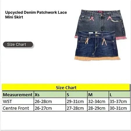 SS26 Upcycled Denim Patchwork Lace Mini Skirts