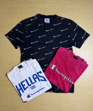 TH# 257 Vintage Champion Mixed T-Shirts | Crew Neck & Henley | Classic Sportswear Tees