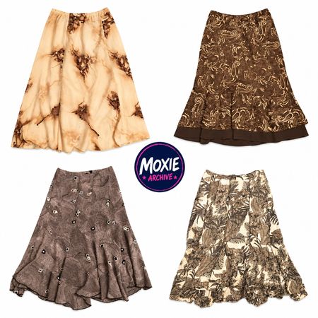 Vintage Earth Tone Floral & Paisley Midi Skirts: 8pcs FS1
