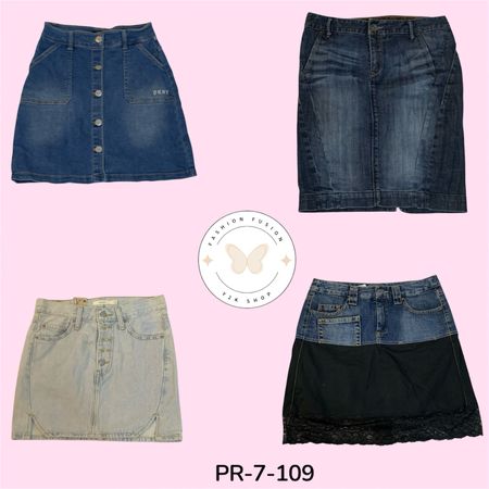 Women's Vintage Y2K Denim Midi Skirts – Classic Everyday Style (PR-7-109)