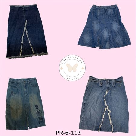 Women’s Y2K Denim Maxi Skirt – Vintage 2000s Streetwear Look (PR-7-112)