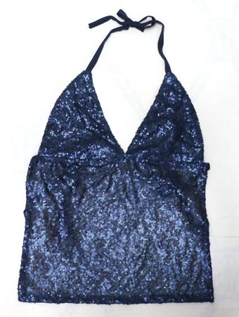 CR1884 UPCYCLED SEQUIN HALTER TOP