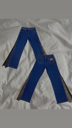 Upcycled Necktie Panel Denim Jeans
