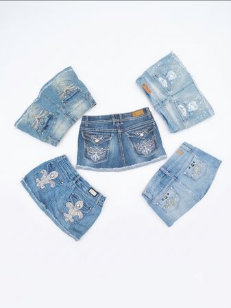 Jupes mini en jean brodées esthétiques des années 2000 (VM-92)