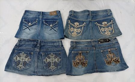 CR10001 Upcycled Y2K Mini Denim Skirts