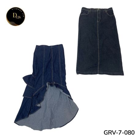 Women’s A-Line Denim Long Skirt – Authentic Y2K Vintage Look. (GRV-7-080)