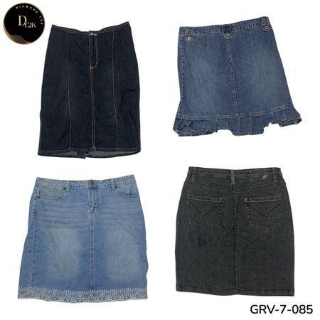 Women’s Washed Denim Midi Skirt – Premium Authentic Vintage Style. (GRV-7-085)