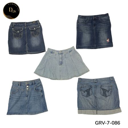 Damen gewaschener Denim-Minirock – Premium authentischer Vintage-Stil. (GRV-7-086)