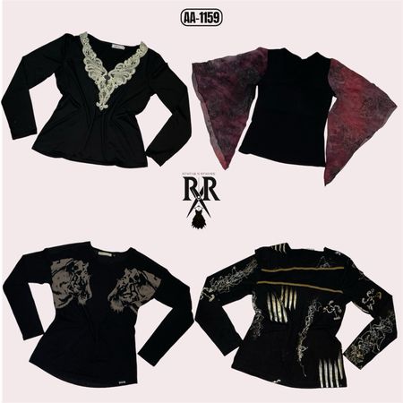 Y2K All Black Rave Full Sleeve Tops (AA-1159)