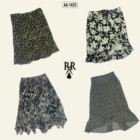 Y2K Black Floral Mix Poly Skirts (AA-1423)